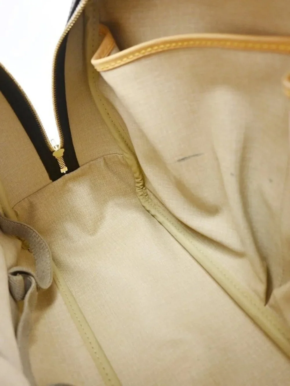 LOUIS VUITTON LV Logo Deauville Hand Bag Monogram Leather Brown